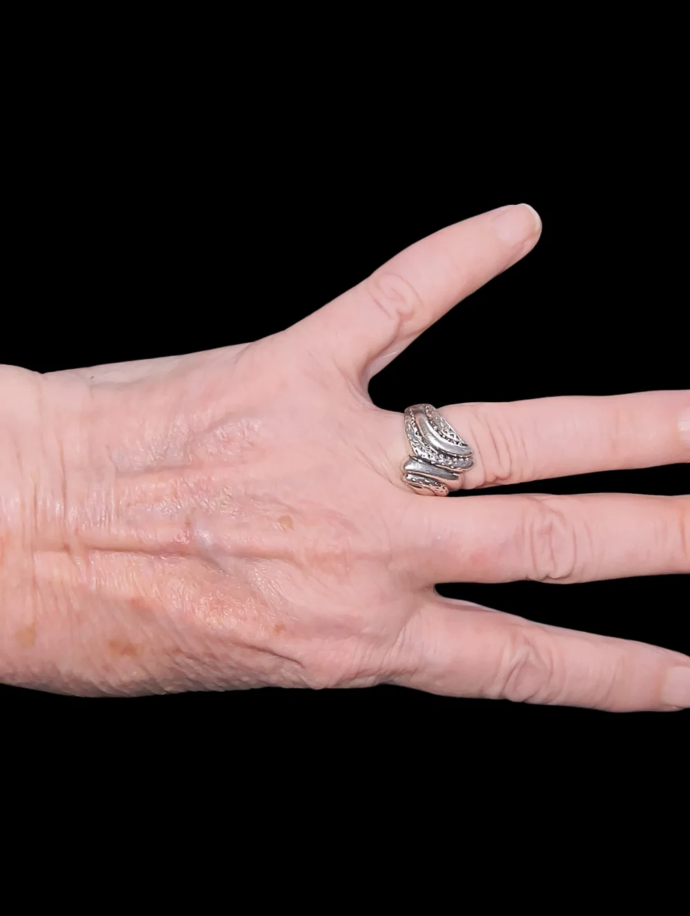Sterling Silver Textured Fluted Swirl Ring